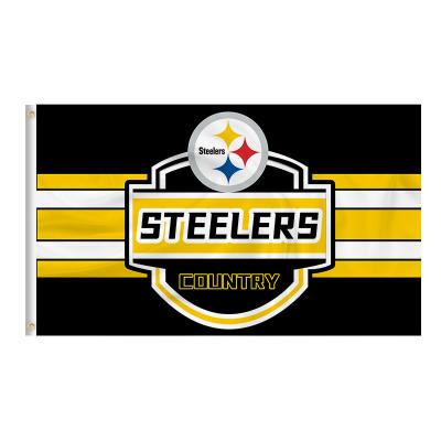 China Factory Outlet Double Sided Printing Longer Life Vivid Colors Digital Printing Nfl Team Banner Pittsburgh Steelers Outdoor Flag Double Sided Flag for sale