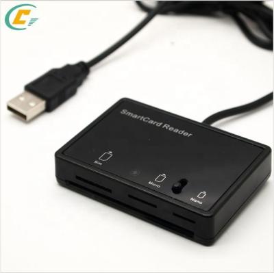 China Desktop USB Reader Writer for ISO7816 2FF 3FF 4FF 4 in1 card csm0516 68x47x13mm for sale