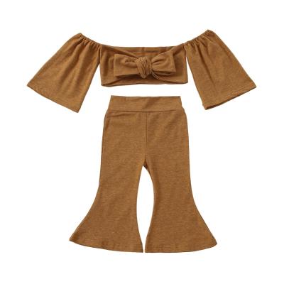 China Anti-Shrink Baby Supplies Newborn Baby Boy Rompers One Piece Rocket Pants Sets Kids Bell Bottoms 2 Piece Pants Sets Toddler Ribbed Set Clothes for sale