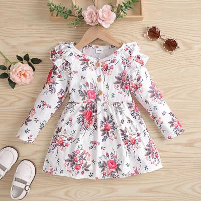 China Hot Selling Dress Spring Anti-wrinkle Children Clothing Baby Dress Ruffle Long Sleeve Baby Girl Dress Lovely European Style for sale