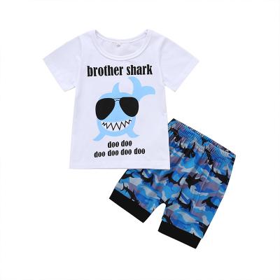 China Wholesale Children Boutique Clothing Custom Logo Shorts Sleeve T-shirt Summer Washable With Shorts 100% Cotton Boy Clothing Two Piece Set for sale