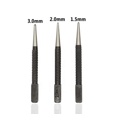 China Drill Setting Non Slip Center Punch 1.5/2.0/3.0mm Scribe Marking Tool Wood Metal Drill Center High Carbon Steel Punch for sale