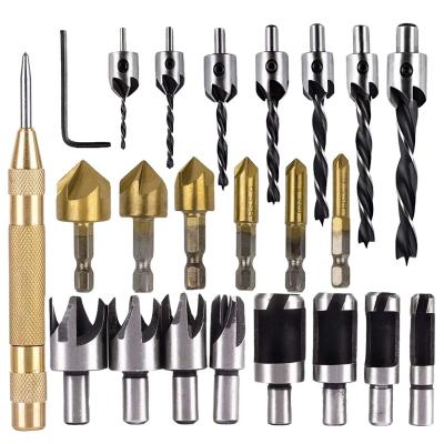 China 23pcs Chamfer Wood DIY Tool Kit Set Wood Plug Cutter Wood Drill Bit for Drilling Chamfer Wood Cutter for sale