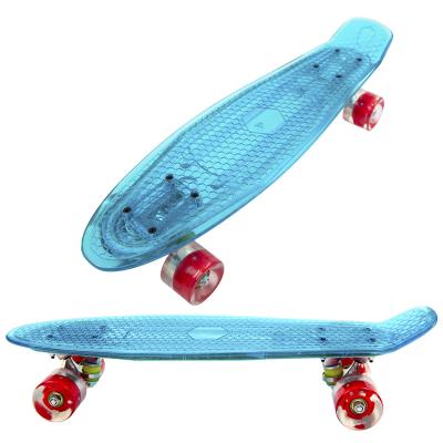 China Youth 22 Inch Fish Board Full Deck Plastic Cruiser Skateboard White With Flashing Deck Light for sale