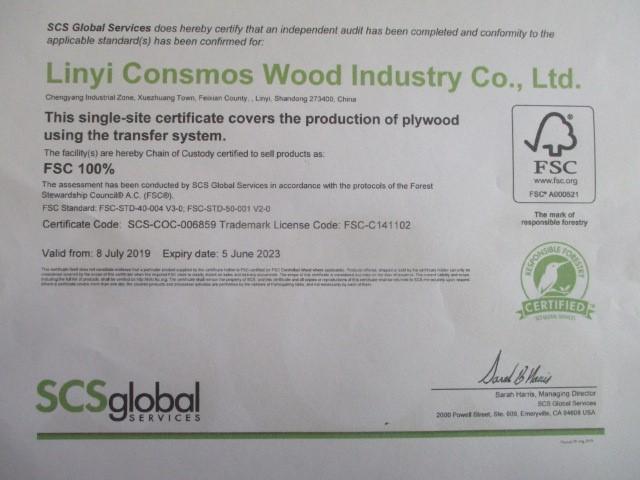 FSC - Linyi Consmos Wood Industry Co., Ltd.