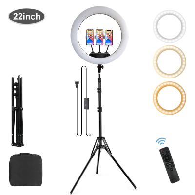 China Live broadcast Youtube Facebook 22 inch rechargeable ring light with camera photographic light 2m tripod lighting kit video vlogging equipment for tiktok for sale