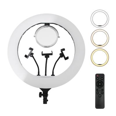 China Broadcast Live Youtube Facebook tiktok Live 20 Inch 50WLed Adjustable Ring Light Three-Color Makeup Photography Selfie Ring Light With Phone Holder for sale