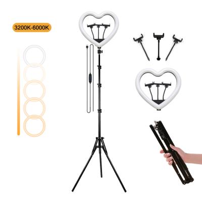 China wholesale PORTABLE led rk-51 heart ring light dimmable with 2m tripod stand for live broadcast lighting photographic tiktok for sale