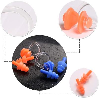 China Comfortable Water Sport Accessories Hearing Protection Silicone Swim Nose Clip Ear Plugs Swimming for sale