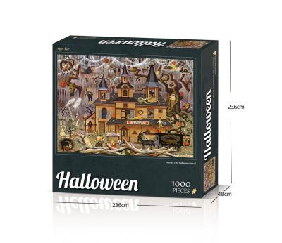 China Factory Price DIY TOY High Quality Custom 1000 Piece Halloween Cardboard Puzzle The Halloween Hotel Puzzle for sale