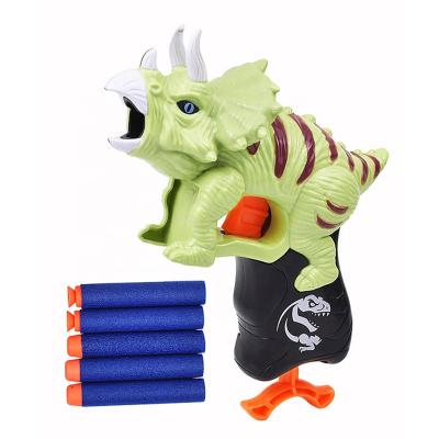 China Shooting Playing Games High Quality Dinosaurs Shooting Gun Bullet Gun Soft Shell Ejecting Toy Gun Games For Kids Safety Games for sale