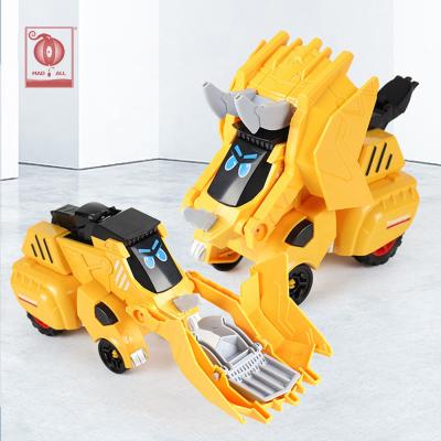 China Diecast Toys from Toy Truck Models Engineering Vehicles Diecast Toy Vehicles 2 in 1 Automatic Transforming Cars Dinosaur Car Dino Toy Car Robot Friction Powered Deformation for Kids for sale