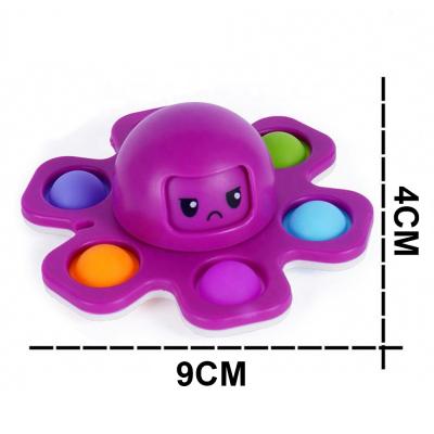 China Eco-friendly Anti-stress Colored Face Decompression Key Chain Dimp Push Bubble Octopus Single Changing Wriggler Toys Double Key Chain Side Octoput Wriggler Toys for sale