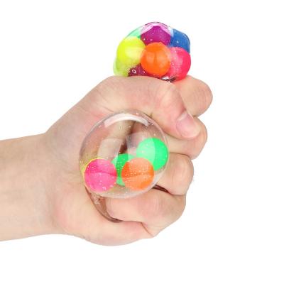 China Eco-friendly Decompression Relaxation Balls Stir Toys TPR Silicone Mochi Squeeze Ball Duct DNA Colorful Beads Stir Toys For Kids for sale