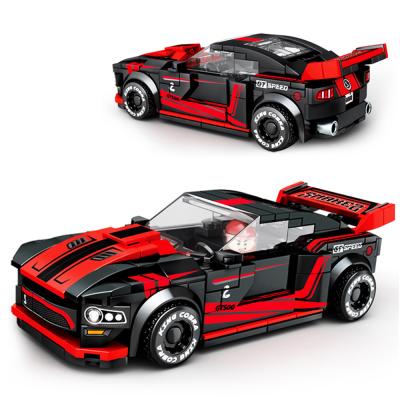 China DIY TOY Red Racing Car Pull Back Building Block Technic Car Model Building Block Bricks Play For Children for sale