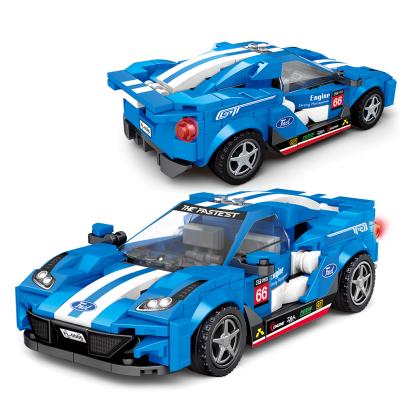 China DIY TOY Pull Back Blue Car Model Toy Racing Car Child Building Blocks Plastic Bricks Toy For Children for sale