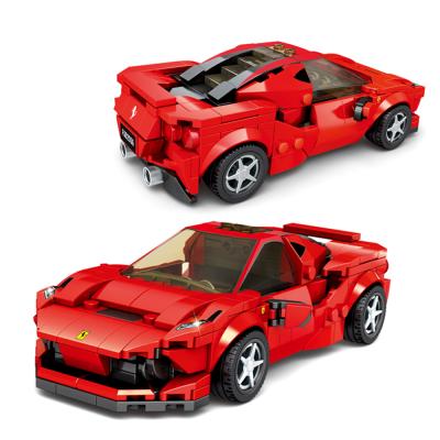 China Plastic Technic Pull Back Red Car Model Bricks Toy Pull Back Building Block Bricks Toys For Children for sale