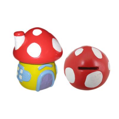 China Plastic Piggy Bank Children's Piggy Bank Design With Colorful Mushrooms And Plants L9.6*W9.6*H11.8CM for sale