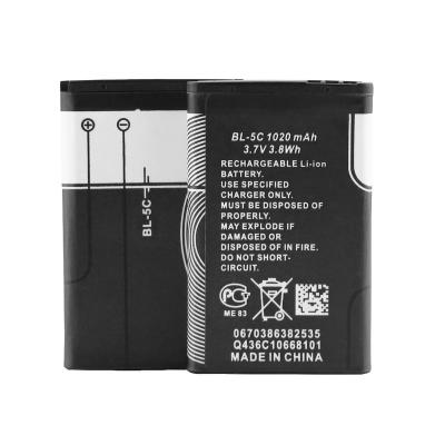 China Mobile phone factory wholesale 3.7V 1020mah BL-5C mobile phone battery for Nokia bl 5c 6108 battery for sale