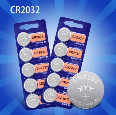 China consumer electronics button cell watch battery 3v cr2032 non rechargeable lithium battery in tray pack for sale