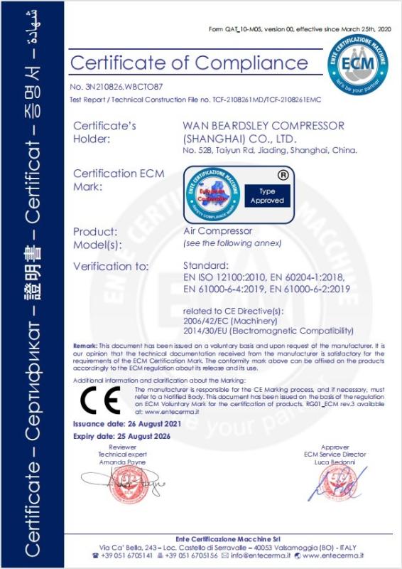 CE - Wan Beardsley Compressor (shanghai) Co., Ltd.