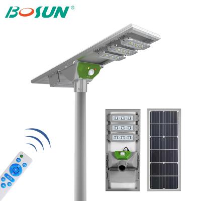 China BOSUN Ip65 Waterproof New Design High Power Aluminum Integrated ROAD Led Solar Street Light 60w 100w 250w for sale