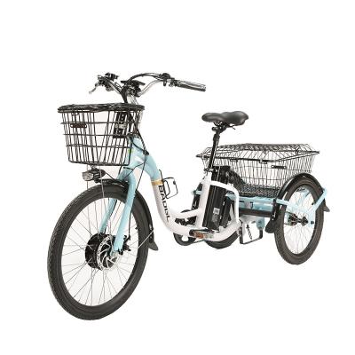 China Cargo 3 Wheel Ebike Electric Tricycle Tricycle 500W Electric Trike Fat In 10Ah Battery Removable With Front Basket Rear Cargo for sale