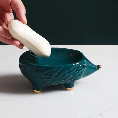 China Retro Traditional Nordic Modern Minimalist Bathroom Decoration Amazon Hedgehog Soap Box Ceramic Soap Holder for sale