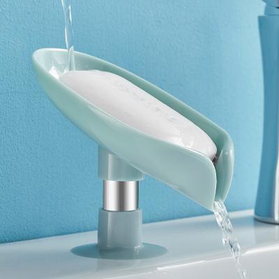 China SDHESION STRONG SUCTION CUPS Soap Holder Self-draining Leaf-Shape Dish Not Punched Easy Clean Bar With Suction Cup Soap Dish Suitable For Shower Bathroom for sale