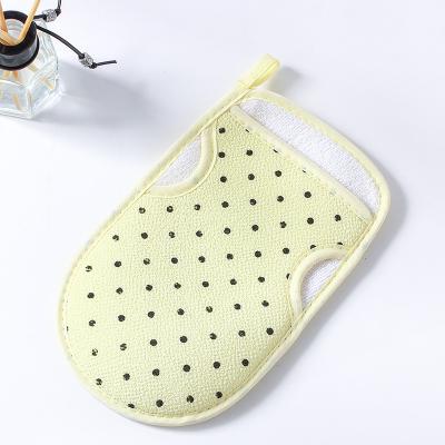 China Eco-friendly Soft Bath Hair Removal Gloves Exfoliating Highly Premium Natural Bamboo Fiber Bath Exfoliating Scrubber Washcloth Towel for sale