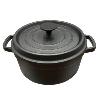 China Bulk Stocked Pre Seasoned Non Stick Cast Iron Dutch Oven Casserole With Large Loop Handles for sale