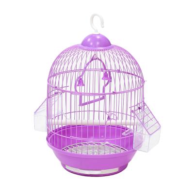 China Round Bird Cage Stocked With Feeder Metal Bird Parrot House Decorative Colorful Hanging Cage Bird Carrier for sale