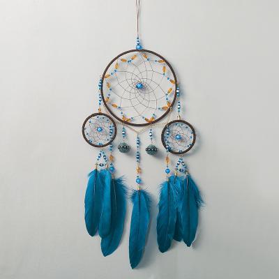 China 100% Blue Dream Irons Ring Wall Decorations Dreamcatchers Feather Catcher New Arrivals Amazon Handmade Hot Sale Home Decor Wall Decor Gift for sale