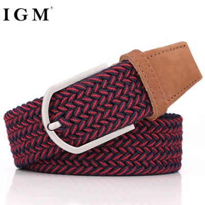 China IGM Stretch Belt Fashion Cloth Knitted Ladies Belt Braided Genuine Leather Belts For Men for sale