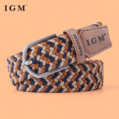 China IGM Stretch Recycled Yarn Mens Canvas Stretch Webbing Fashion Belts for sale