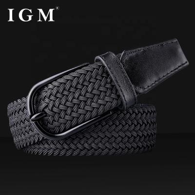 China Stretch 35mm Manufacturer Customized Nylon Elastic Stretch Braided Woven Fabric Golf Belt for sale