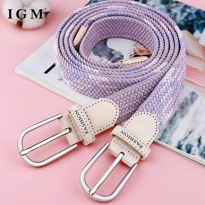 China Fashional IGM Unisex Woven Elastic Stretch Belt Men Canvas Stretch Braided Elastic Belt Women Sport Elastic Braided Stretch Belt for sale