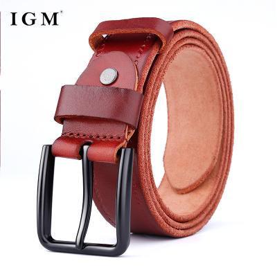 China Red Brown Cowhide Leather Belt Men Fashion Jeans Leather Needle Buckle Handmade Pure Cowhide Soft Leather Belt Men Soft Belt for sale