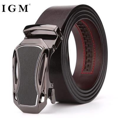 China Factory Cowhide Logo Dress Belt Mens Genuine Leather Ratchet Embossed By Classic Straight With Automatic Buckle for sale