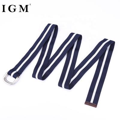 China Bulk distribution D Ring Soft Canvas Belt occasional and fashion factory IGM for sale