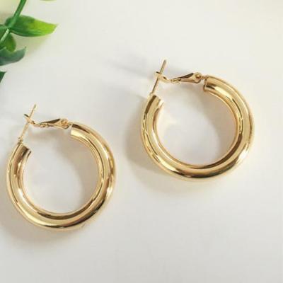 China INS TRENDY little big Huggie unique hot dangle gold hoop earrings for women gold plated alloy hoop earrings for sale