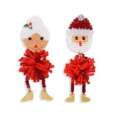 China 2020 Women's Cute Christmas Santa Snowman Resin And Acrylic Beaded Stud Earrings for sale