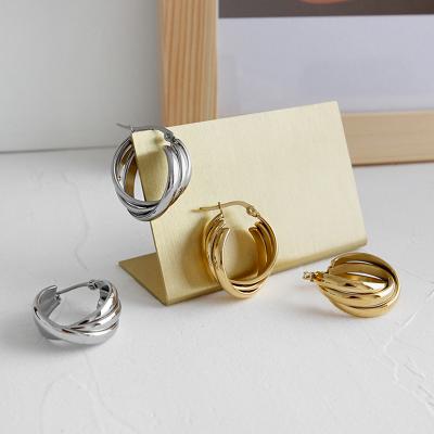 China Gold Fashionable Korean Large Circle Autumn Style Brass Titanium Steel Stud Earrings for sale