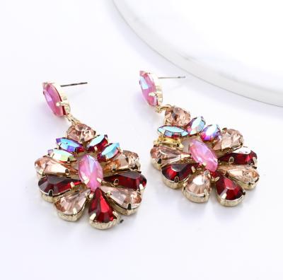 China Classic Design Statement Romantic Multicolor Rhinestone Zesty Bling Dangle Earrings for sale