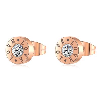 China CLASSIC Fashion High Quality Stainless Steel Stud Letter Jewelry With Zircon Stud Earrings Women for sale