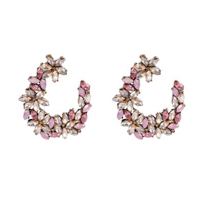 China 2020 New Wholesale Colorful Romantic Rhinestone Stud Earrings For Women Small Circle Flower Stud Earrings for sale