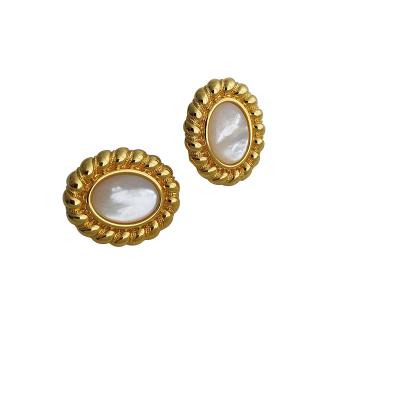 China FASHIONABLE Shell pearl earrings twist retro grain temperament fashion street snap Instagram blogger for sale