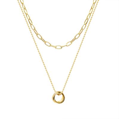 China 2020 Fashion Double Layers Double Layers Necklace Luxury Retro Necklace Wear-resistant Titanium Steel Statement for sale