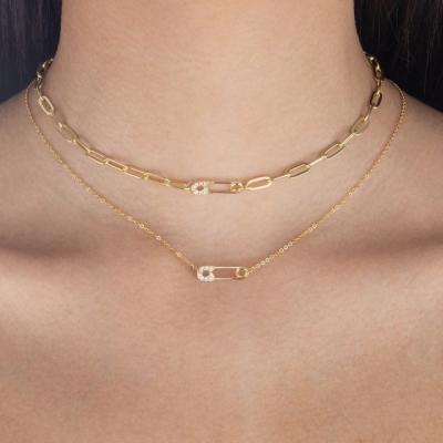 China European American Summer Trendy Piece Necklace Pin Style Metal Statistical Institute of Statistics Fashion Wind Choker Clavicle Chain Necklace for sale