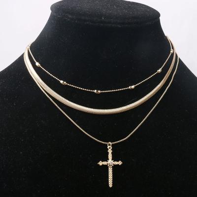 China 2020 Gold Multi Cross Fashion Hotsale Design Fashion Elements Layer Pendant Necklace for sale